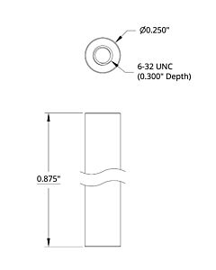 0.875" Length, 1/4" OD Round Aluminum Standoff (6-32 Thread)