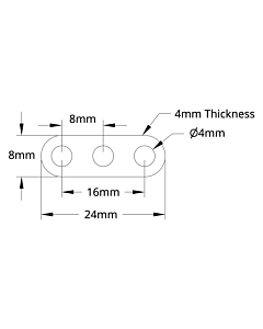 1102 Series Flat Beams-24mm (3 Hole, 2 Pack)
