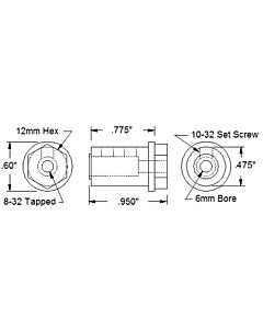 12mm Hex Shaft Wheel Adaptor (Set) 4mm Bore